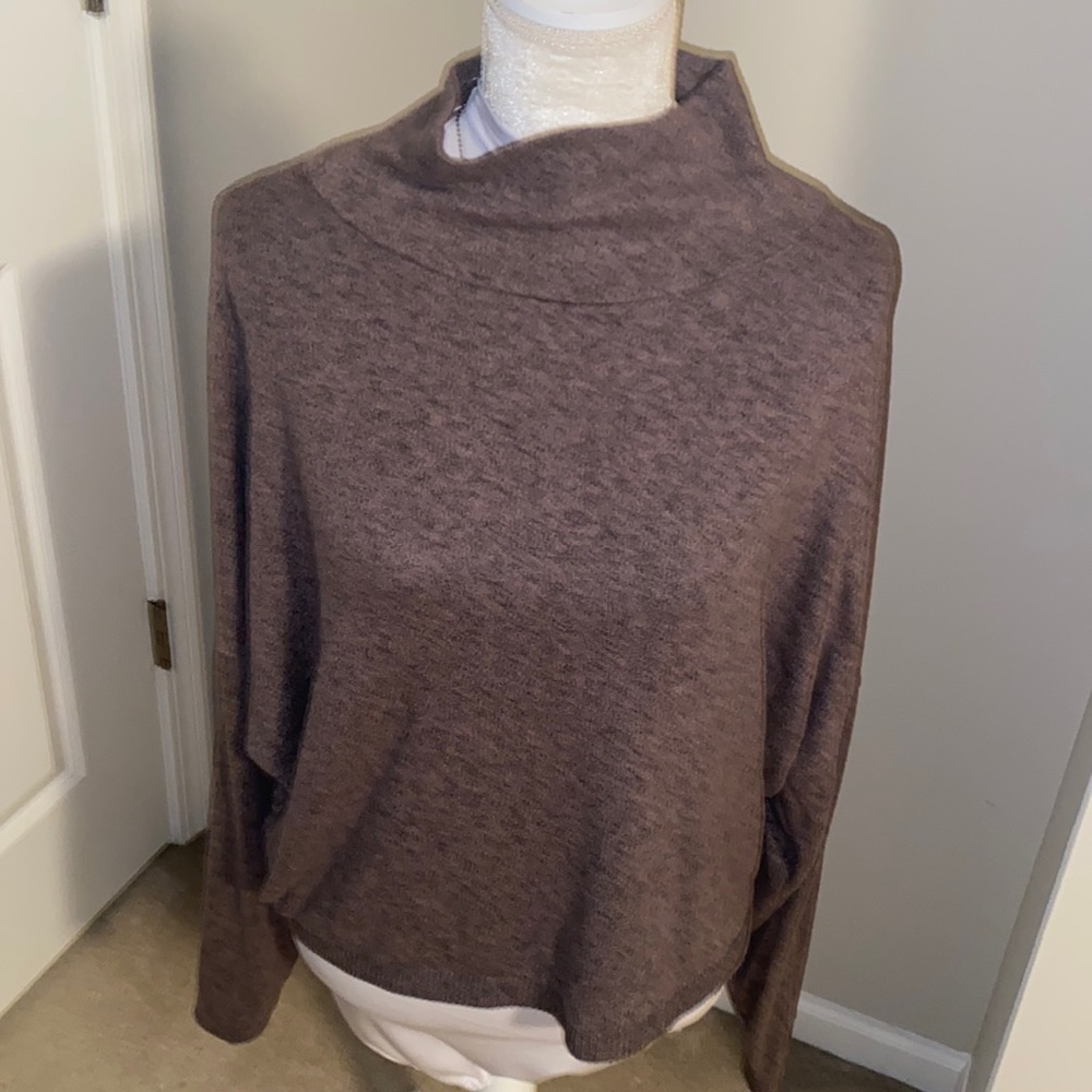 Express Light Brown Soft Turtleneck Long-sleeve Shirt